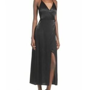 ASTR the Label Satin Slip Maxi Dress Black Medium